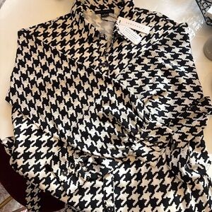 Sanctuary Houndstooth Shirt Dress NWT Black White Size Small